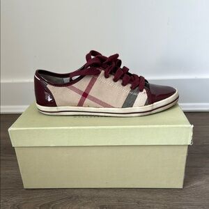 Burberry Women's Burgundy and Beige Sneakers